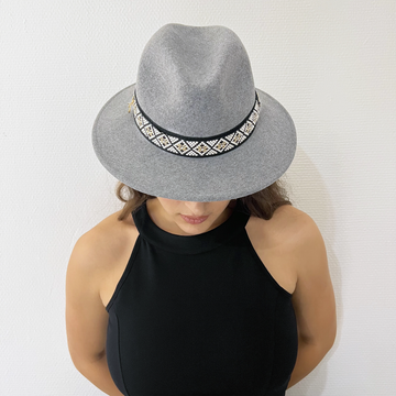 Grey Hat - With embroidered patterns