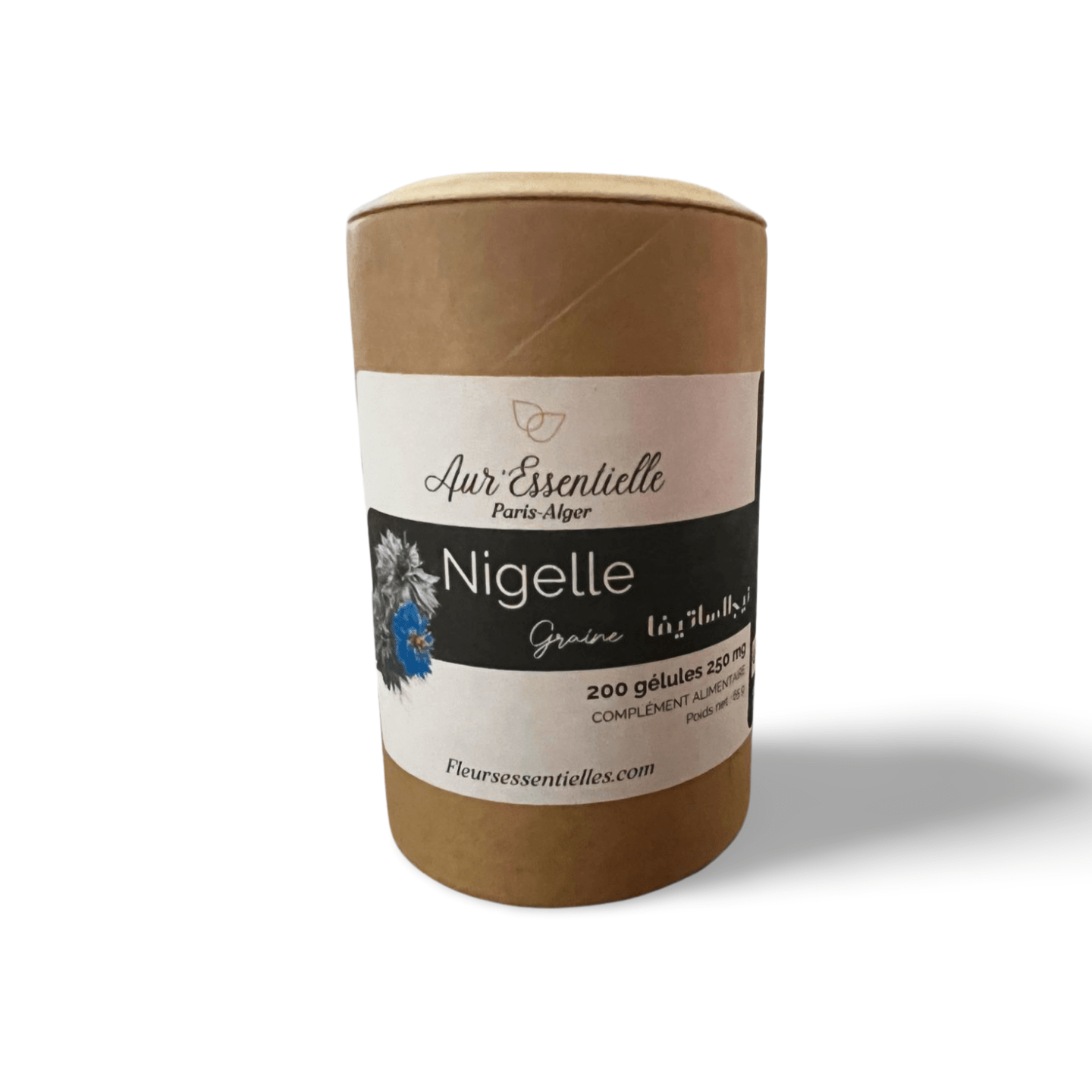 Complément alimentaire à la nigelle d’Aur’essentielle Paris Alger, riche en bienfaits naturels, conçu pour soutenir le bien-être quotidien. Produit éthique et naturel made in France.